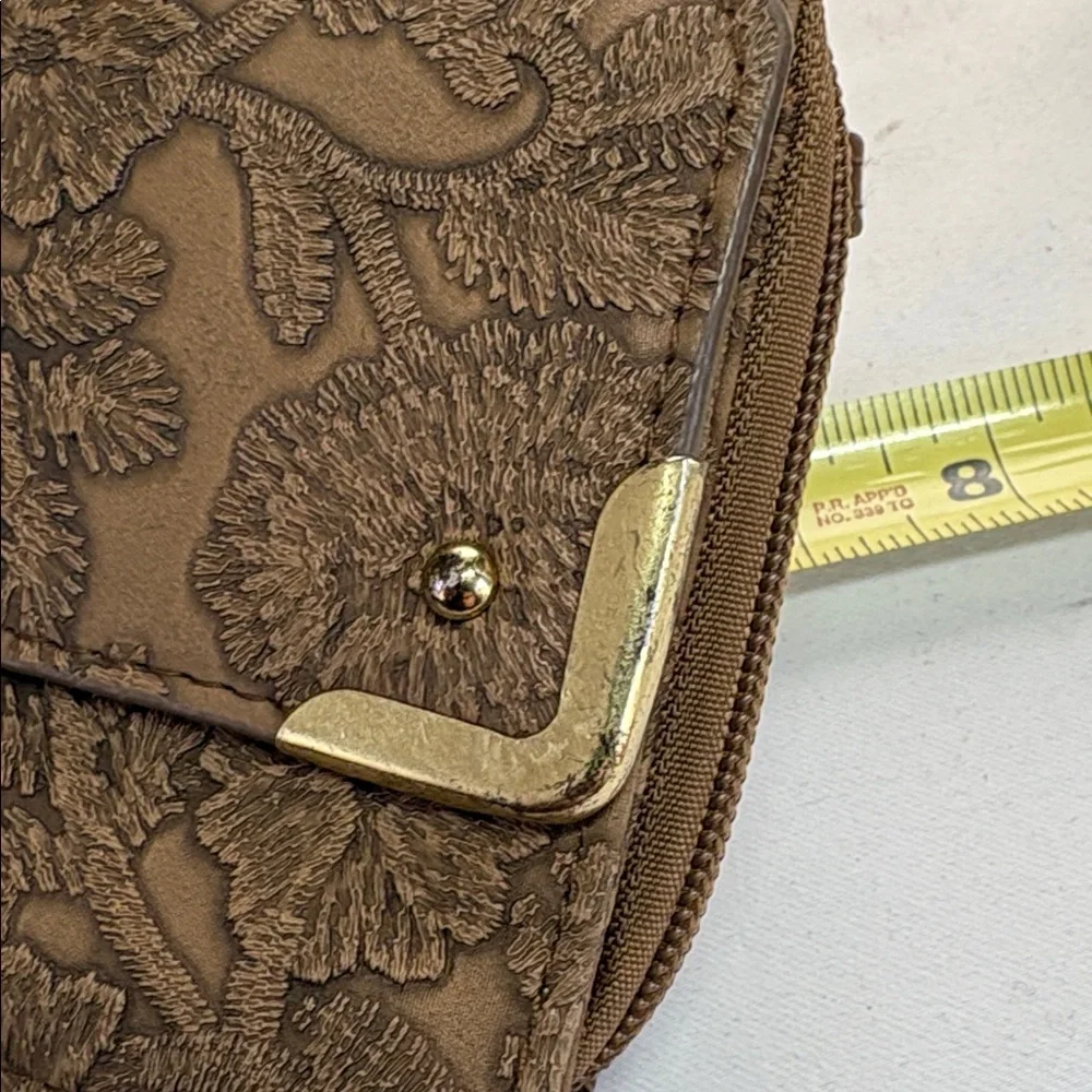 Bueno Brown Embossed Faux Leather Clutch Wristlet Wallet